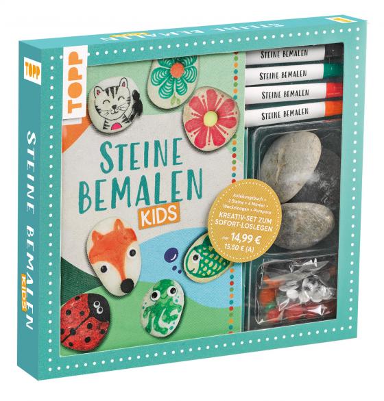 Cover-Bild Kreativ-Set: Steine bemalen Kids mit Wackelaugen, Pompons, Anleitungsbuch & Material