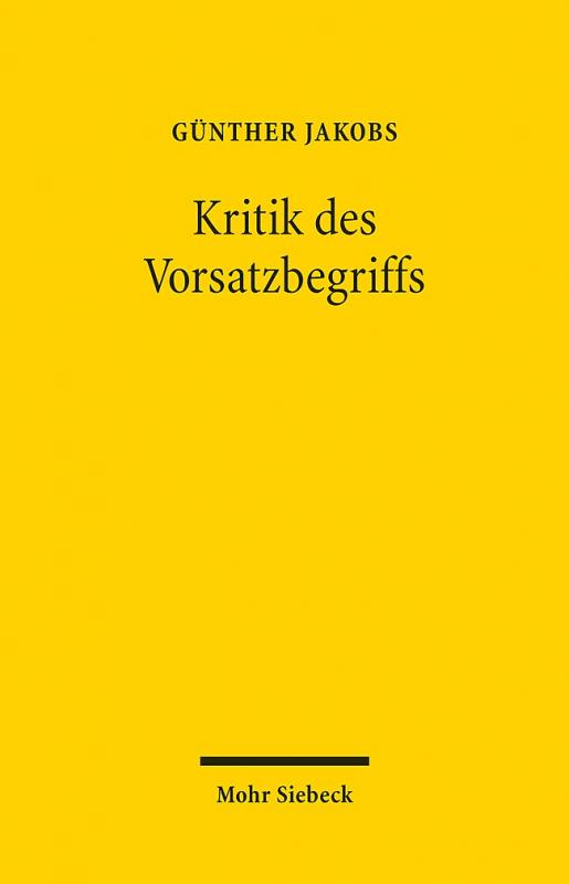 Cover-Bild Kritik des Vorsatzbegriffs