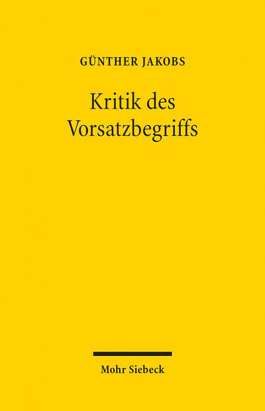 Cover-Bild Kritik des Vorsatzbegriffs