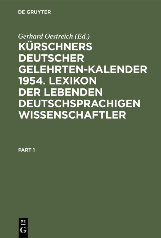 Cover-Bild Kürschners Deutscher Gelehrten-Kalender 1954. Lexikon der lebenden deutschsprachigen Wissenschaftler