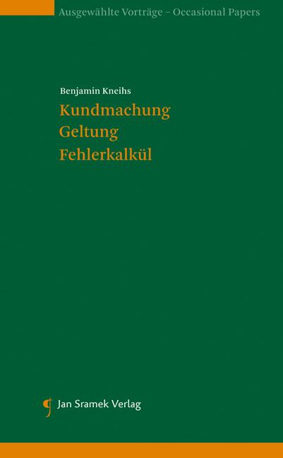 Cover-Bild Kundmachung, Geltung, Fehlerkalkül