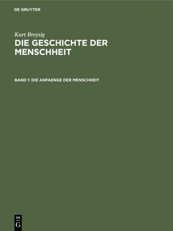 Cover-Bild Kurt Breysig: Die Geschichte der Menschheit / Die Anfaenge der Menschheit