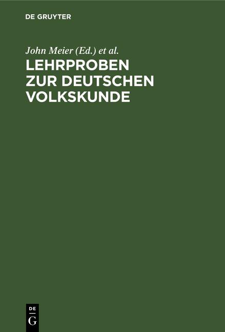 Cover-Bild Lehrproben zur deutschen Volkskunde
