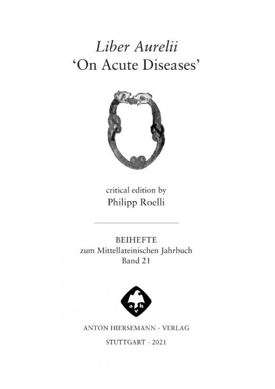 Cover-Bild Liber Aurelii ‘On Acute Diseases’