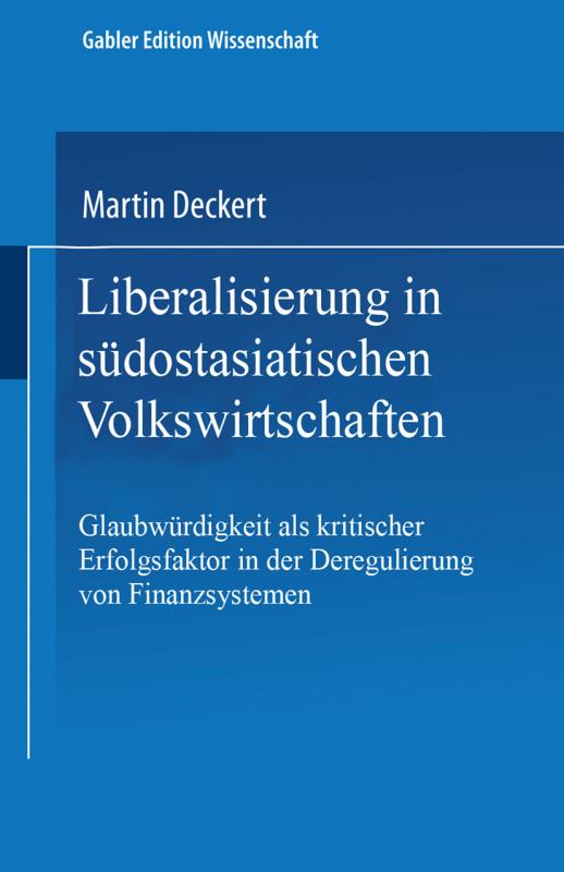Cover-Bild Liberalisierung in südostasiatischen Volkswirtschaften