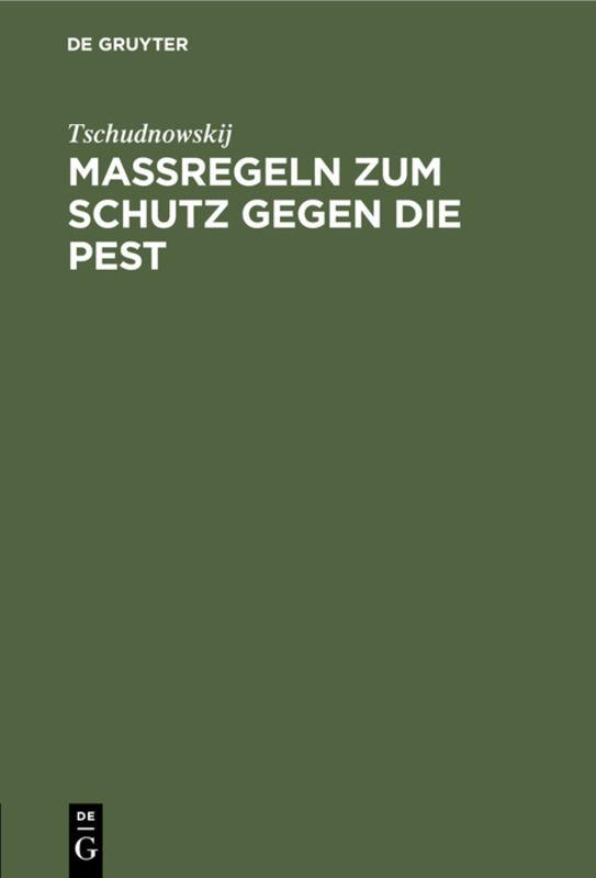 Cover-Bild Maßregeln zum Schutz gegen die Pest