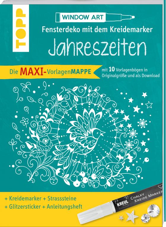 Cover-Bild Maxi-Vorlagenmappe Fensterdeko mit dem Kreidemarker - Jahreszeiten. Inkl. Original Kreul-Kreidemarker, Sticker und Glitzer-Steinchen