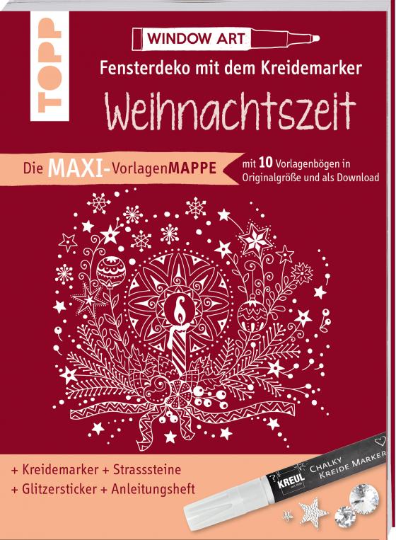 Cover-Bild Maxi-Vorlagenmappe Fensterdeko mit dem Kreidemarker - Weihnachtszeit. Inkl. Original Kreul-Kreidemarker, Sticker und Glitzer-Steinchen