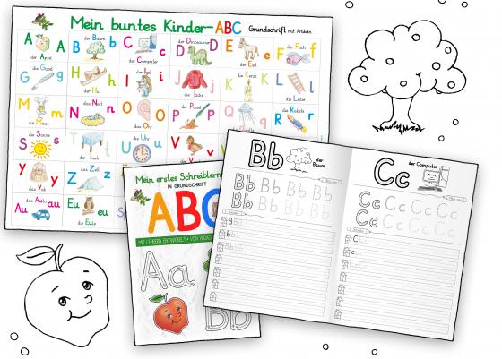 Cover-Bild Mein buntes Kinder-ABC-Set in Grundschrift mit Artikeln