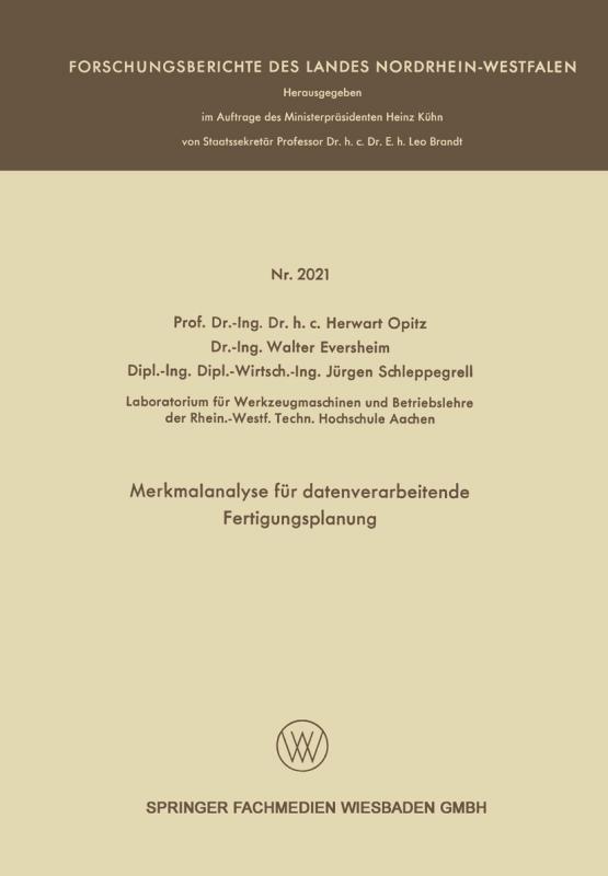 Cover-Bild Merkmalanalyse für datenverarbeitende Fertigungsplanung