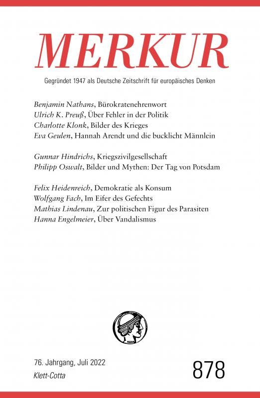 Cover-Bild MERKUR Gegründet 1947 als Deutsche Zeitschrift für europäisches Denken - 2022 - 07