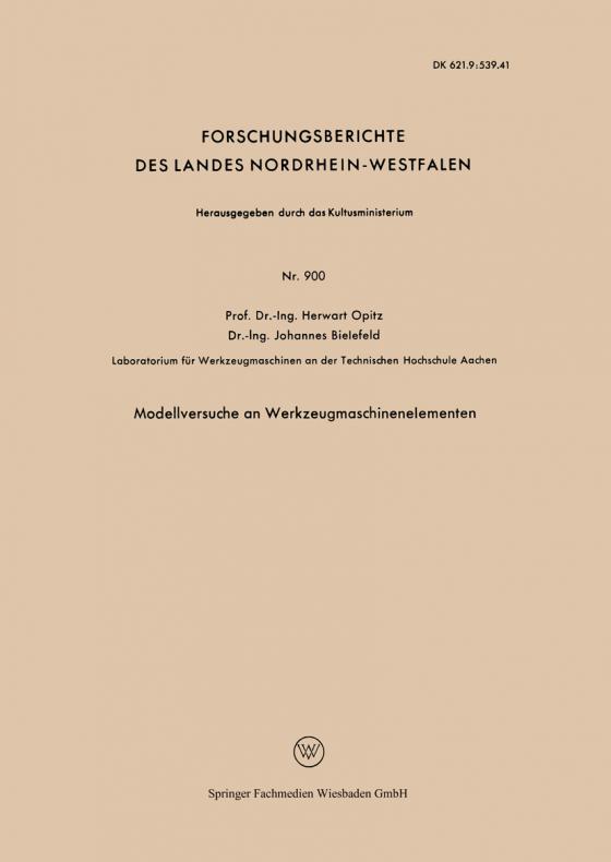 Cover-Bild Modellversuche an Werkzeugmaschinenelementen