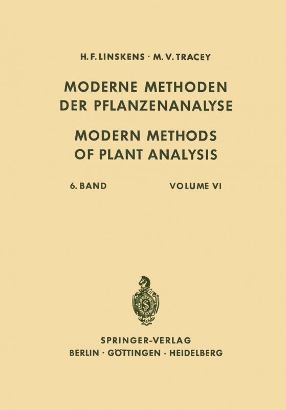 Cover-Bild Modern Methods of Plant Analysis / Moderne Methoden der Pflanzenanalyse