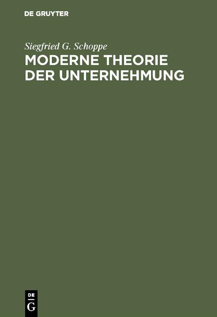 Cover-Bild Moderne Theorie der Unternehmung