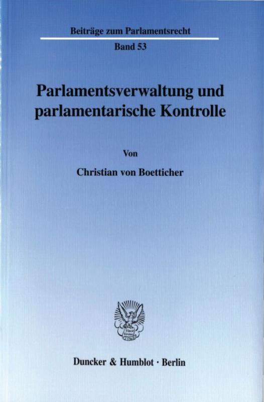 Cover-Bild Parlamentsverwaltung und parlamentarische Kontrolle.