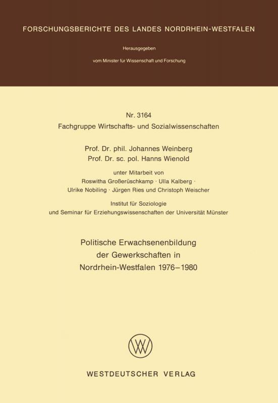 Cover-Bild Politische Erwachsenenbildung der Gewerkschaften in Nordrhein-Westfalen 1976 – 1980