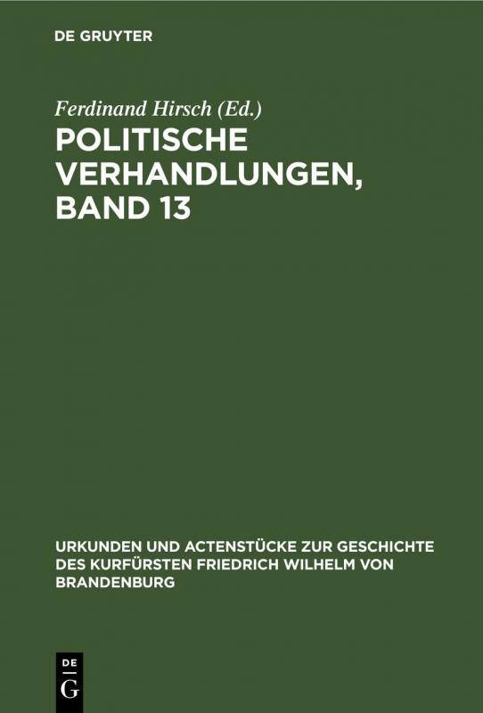 Cover-Bild Politische Verhandlungen, Band 13