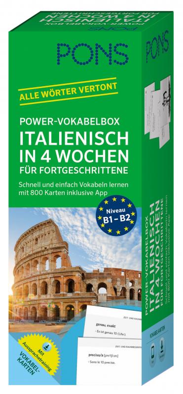 Cover-Bild PONS Power-Vokabelbox Italienisch in 4 Wochen für Fortgeschrittene