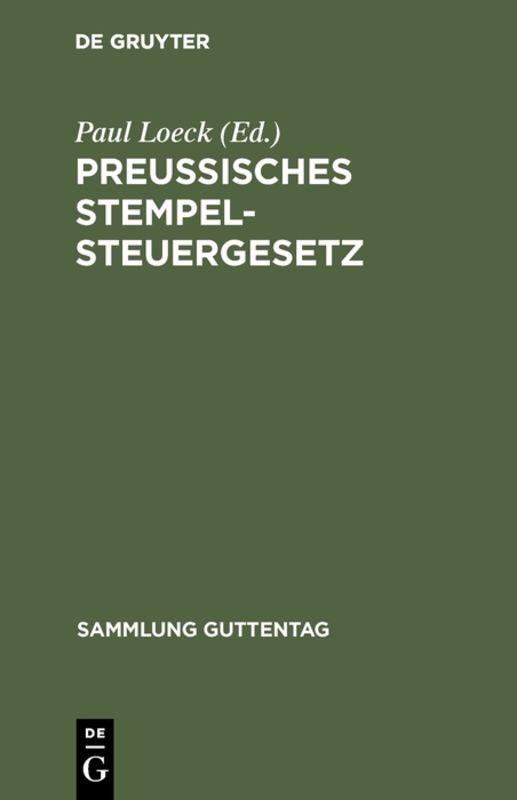 Cover-Bild Preußisches Stempelsteuergesetz