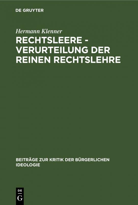 Cover-Bild Rechtsleere - Verurteilung der Reinen Rechtslehre