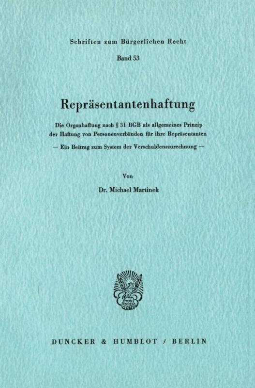 Cover-Bild Repräsentantenhaftung.
