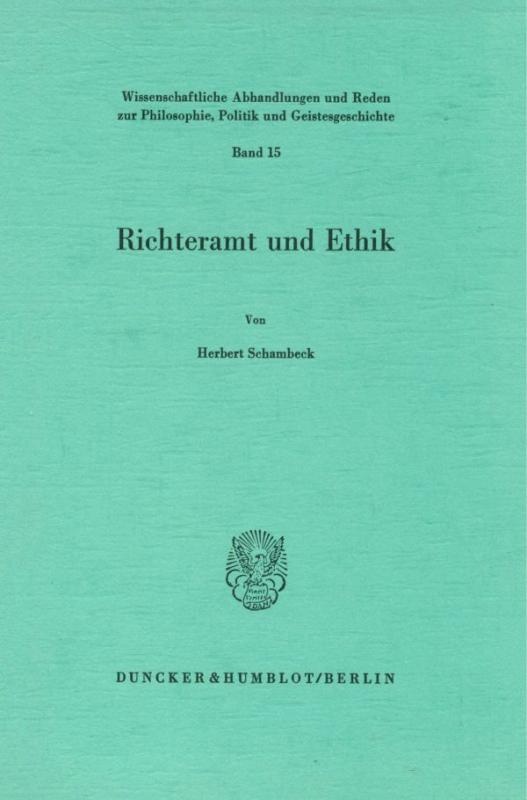 Cover-Bild Richteramt und Ethik.