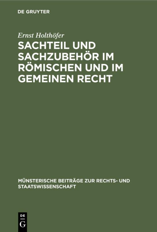 Cover-Bild Sachteil und Sachzubehör im Römischen und im Gemeinen Recht
