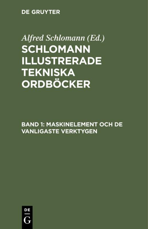 Cover-Bild Schlomann Illustrerade Tekniska Ordböcker / Maskinelement och de vanligaste Verktygen