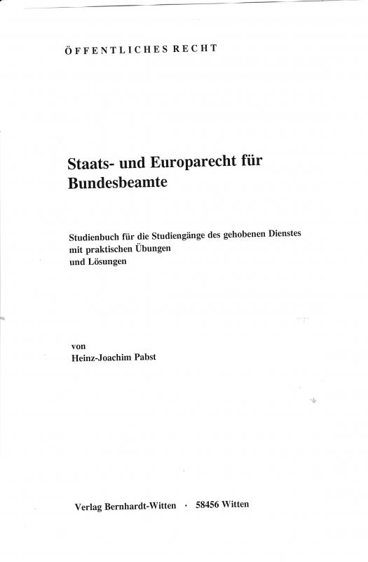 Cover-Bild Staats- und Europarecht für Bundesbeamte