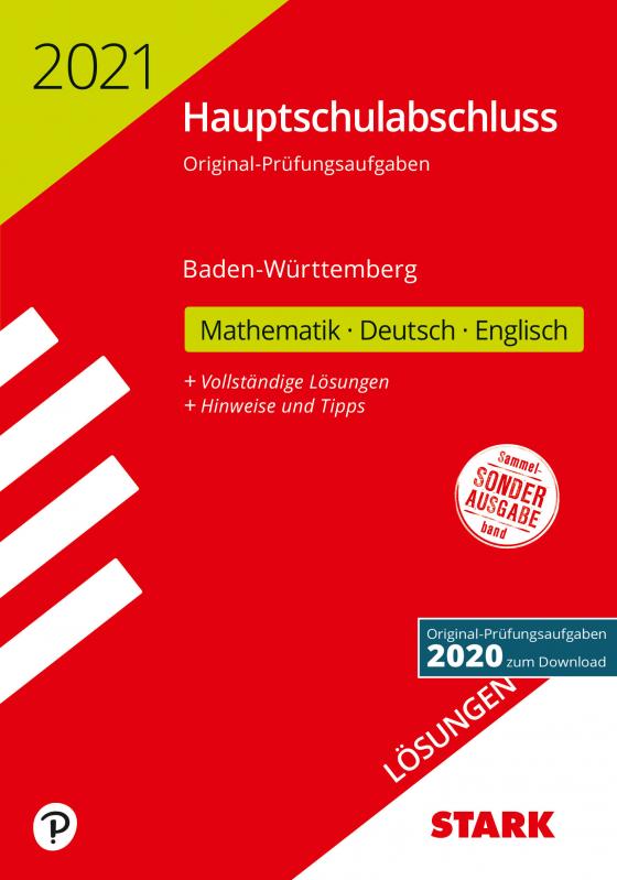 Cover-Bild STARK Lösungen zu Original-Prüfungen Hauptschulabschluss 2021 - Mathematik, Deutsch, Englisch 9. Klasse - BaWü