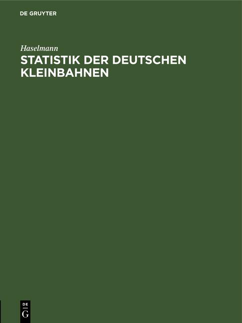 Cover-Bild Statistik der deutschen Kleinbahnen