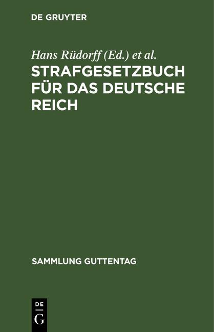 Cover-Bild Strafgesetzbuch für das Deutsche Reich