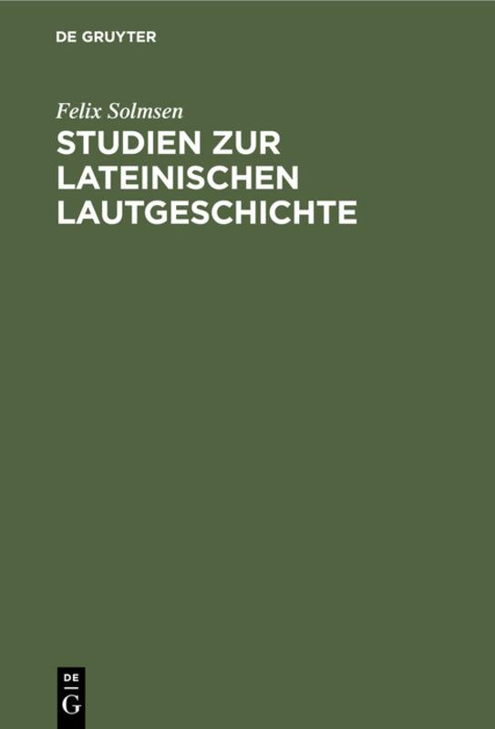 Cover-Bild Studien zur lateinischen Lautgeschichte