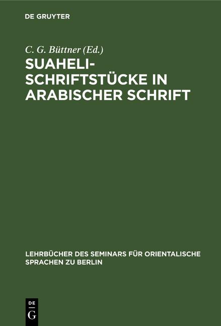 Cover-Bild Suaheli-Schriftstücke in arabischer Schrift