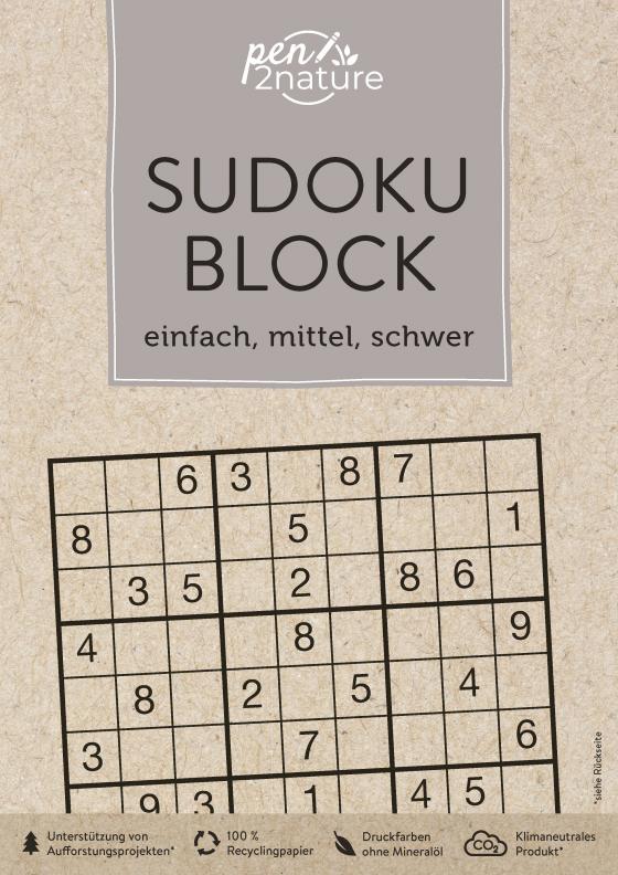 Cover-Bild Sudoku-Block: einfach, mittel, schwer. 192 Sudokus in 3 Schwierigkeitsstufen
