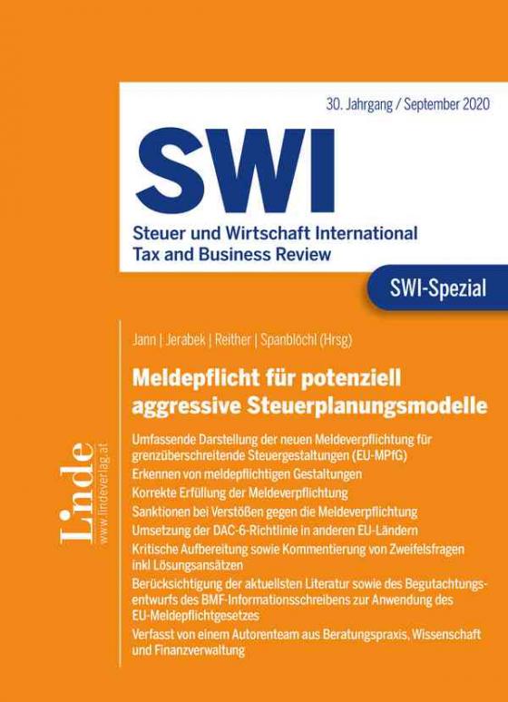 Cover-Bild SWI-Spezial Meldepflicht für potenziell aggressive Steuerplanungsmodelle