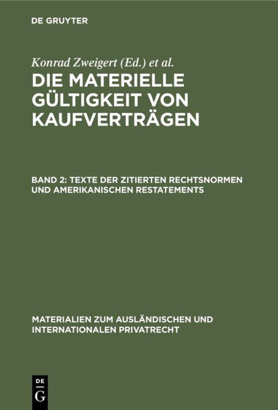 Cover-Bild Texte der zitierten Rechtsnormen und amerikanischen Restatements