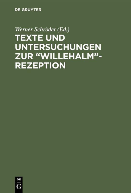Cover-Bild Texte und Untersuchungen zur “Willehalm”-Rezeption