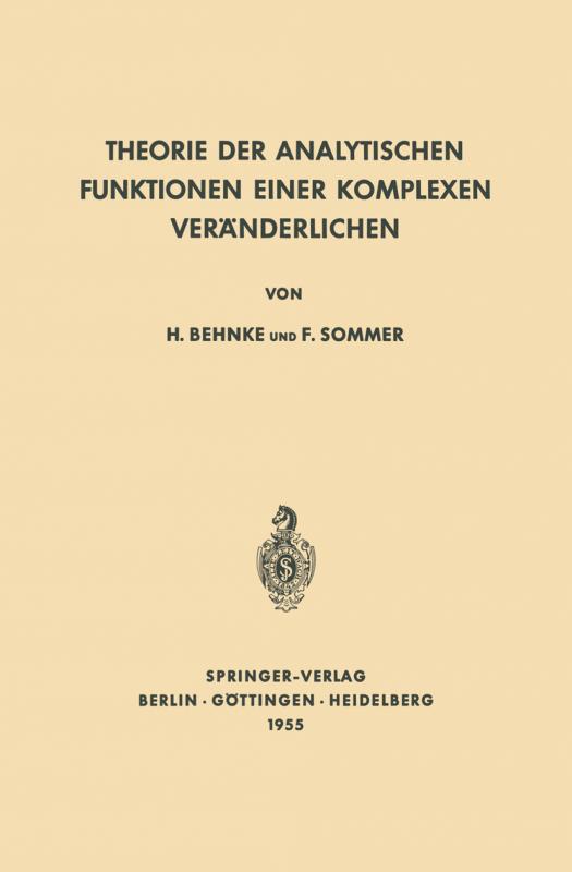 Cover-Bild Theorie der analytischen Funktionen einer komplexen Veränderlichen