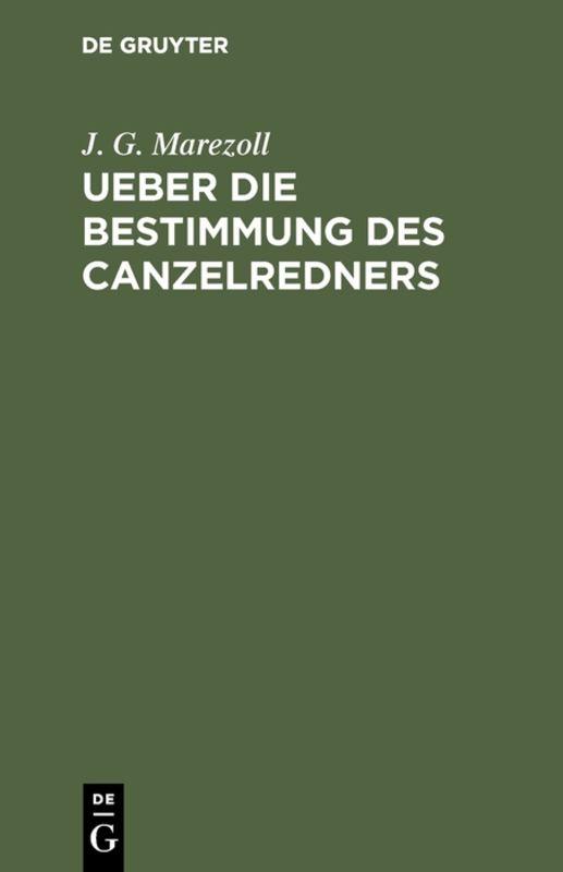 Cover-Bild Ueber die Bestimmung des Canzelredners