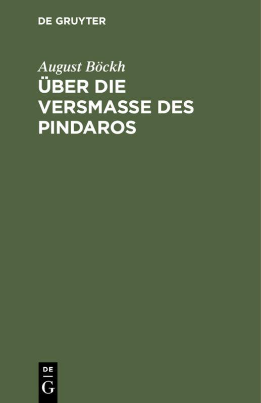 Cover-Bild Über die Versmaße des Pindaros