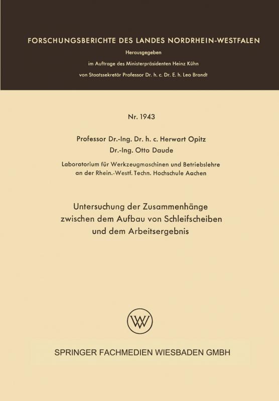 Cover-Bild Untersuchung der Zusammenhänge zwischen dem Aufbau von Schleifscheiben und dem Arbeitsergebnis