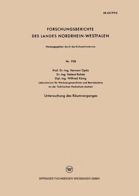 Cover-Bild Untersuchung des Räumvorganges