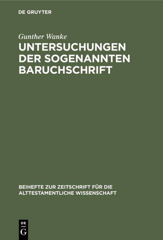 Cover-Bild Untersuchungen der sogenannten Baruchschrift