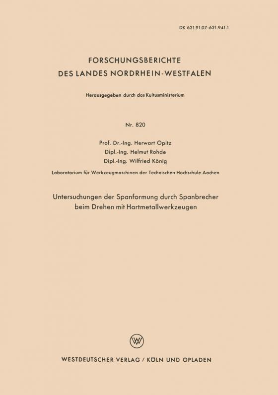 Cover-Bild Untersuchungen der Spanformung durch Spanbrecher beim Drehen mit Hartmetallwerkzeugen