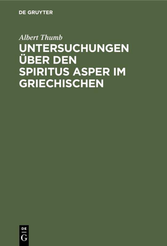 Cover-Bild Untersuchungen über den Spiritus Asper im Griechischen