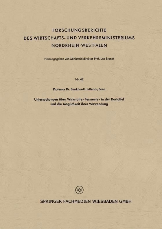 Cover-Bild Untersuchungen über Wirkstoffe-Fermente-in der Kartoffel und die Möglichkeit ihrer Verwendung