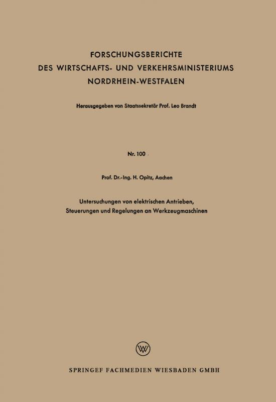 Cover-Bild Untersuchungen von elektrischen Antrieben, Steuerungen und Regelungen an Werkzeugmaschinen