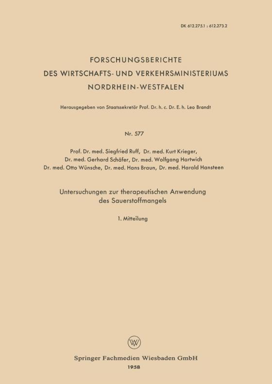 Cover-Bild Untersuchungen zur therapeutischen Anwendung des Sauerstoffmangels