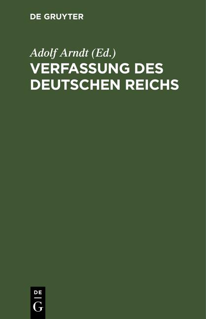 Cover-Bild Verfassung des Deutschen Reichs